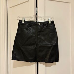 Astr the Label Black Faux Leather Skort